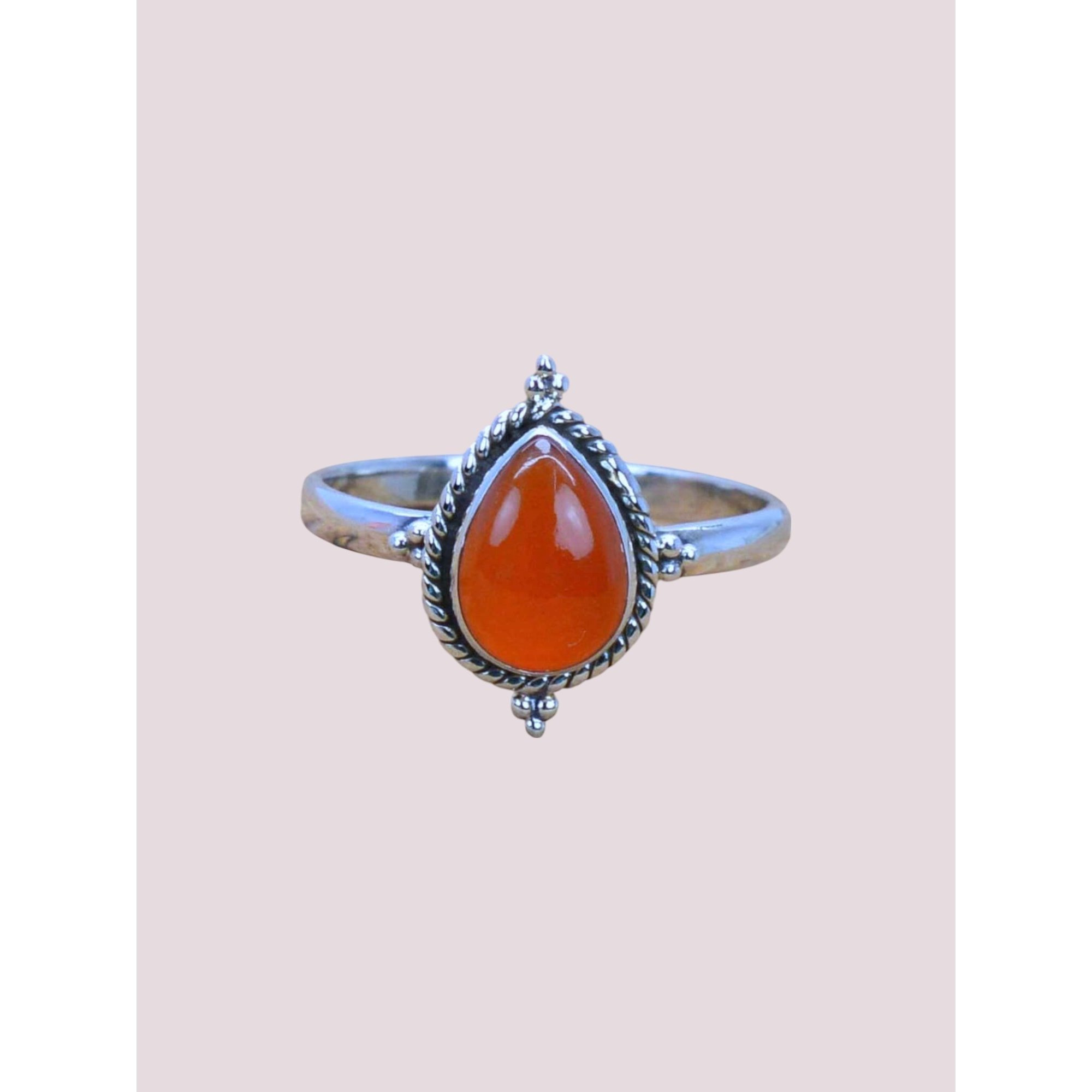 925 Silver Pear Shape Gemstone Ring